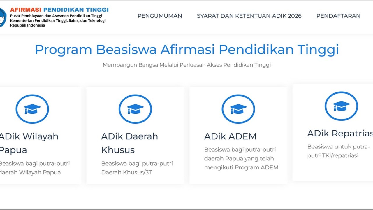Beasiswa ADik Disabilitas 2026 Dibuka, Ini Syarat dan Cara Daftarnya
