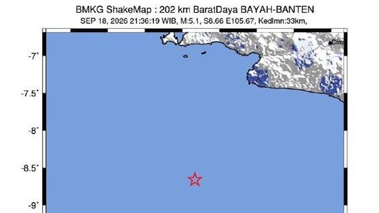 Gempa M 5,1 Guncang Banten, Getaran Sampai Cianjur dan Sukabumi